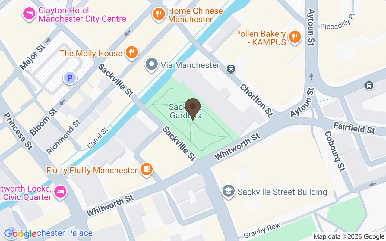 Karte mit Denkmal in den Sackville Gardens, Manchester; seine Asche wurde im Krematorium Woking verstreut