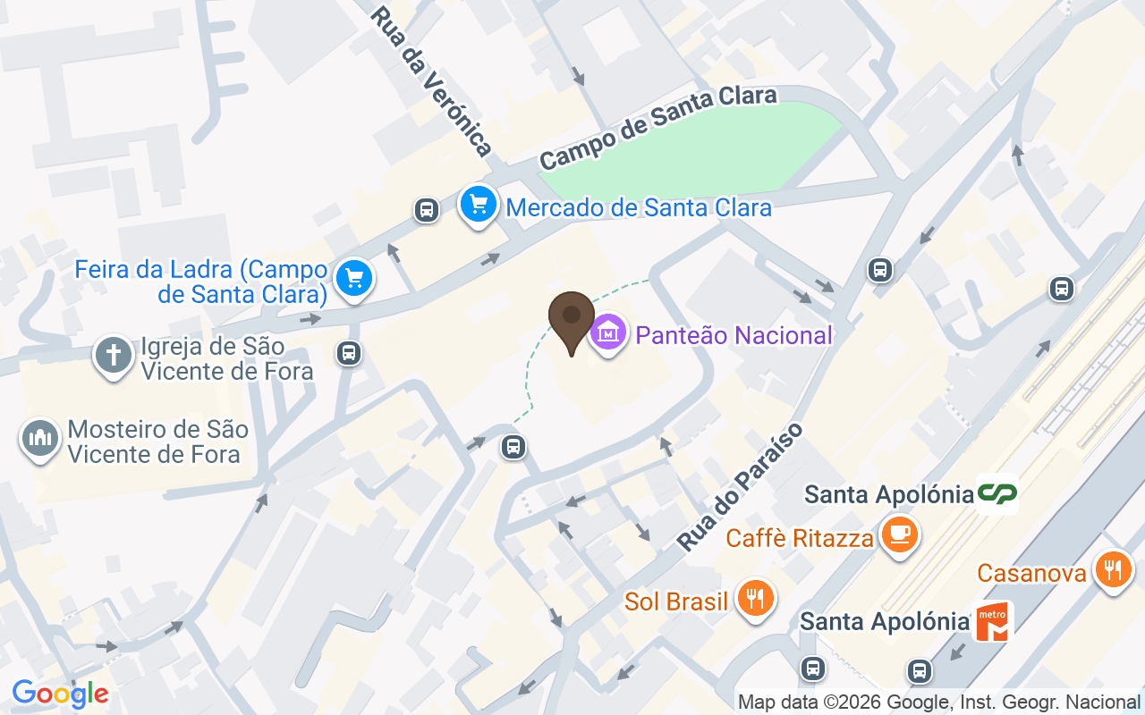 Mapa que sitúa Panteón Nacional, Santa Engracia, Lisboa