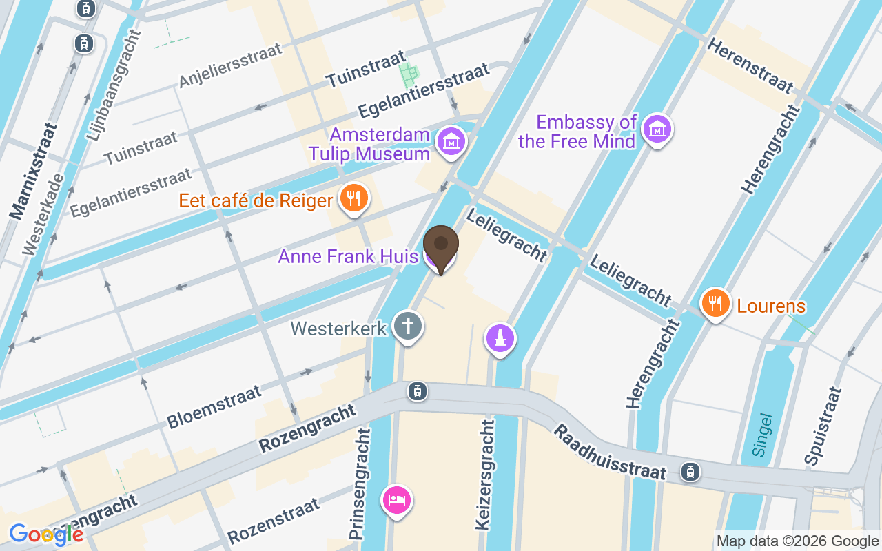 Karte mit Prinsengracht 263, Amsterdam