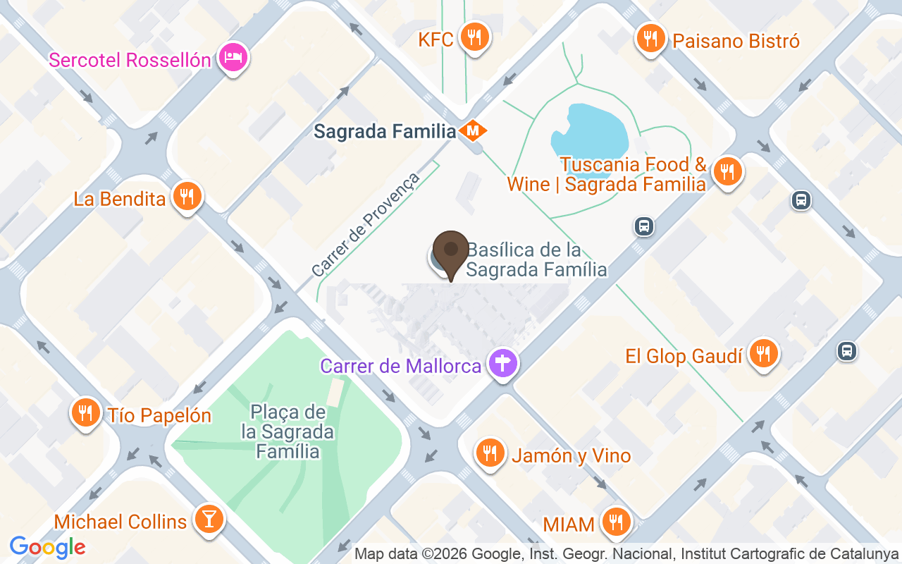 Mapa que sitúa Cripta de la Sagrada Familia, Barcelona