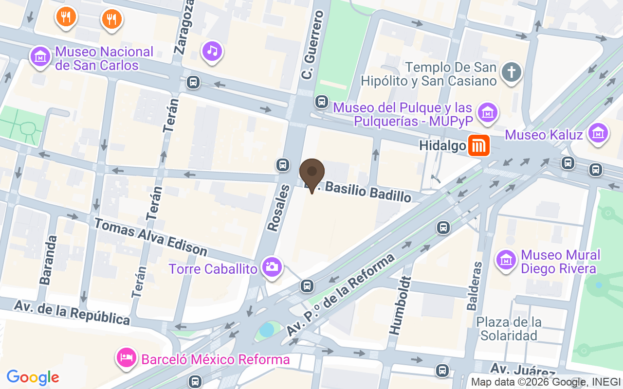 Map showing Panteón de San Fernando, Mexico City
