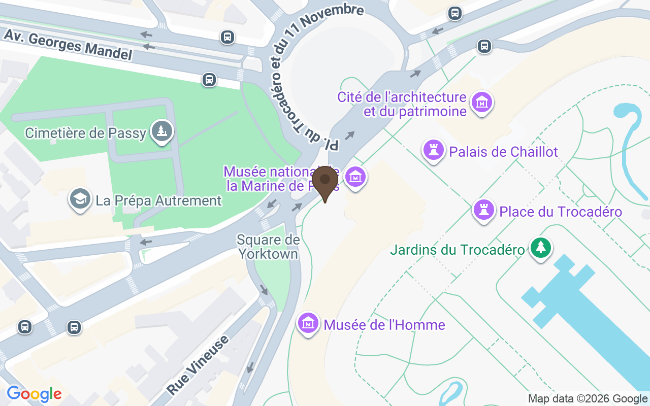 Mapa que situa Cemitério de Passy, Paris