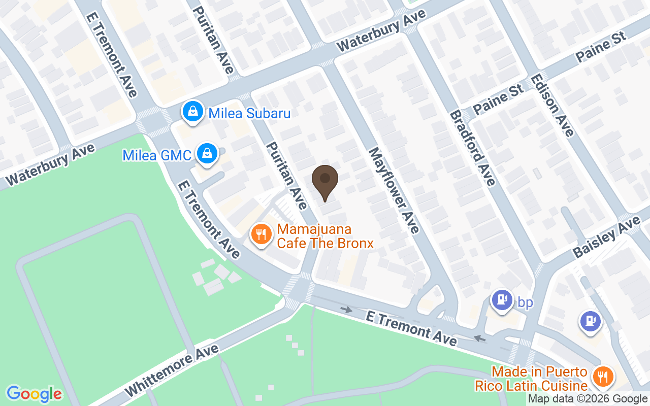 Mapa que situa Cemitério de São Raimundo, Bronx, Nova Iorque