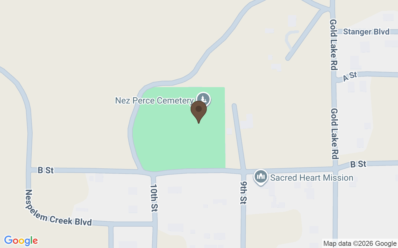 Map showing Nez Perce Cemetery, Nespelem, Colville Reservation, Washington