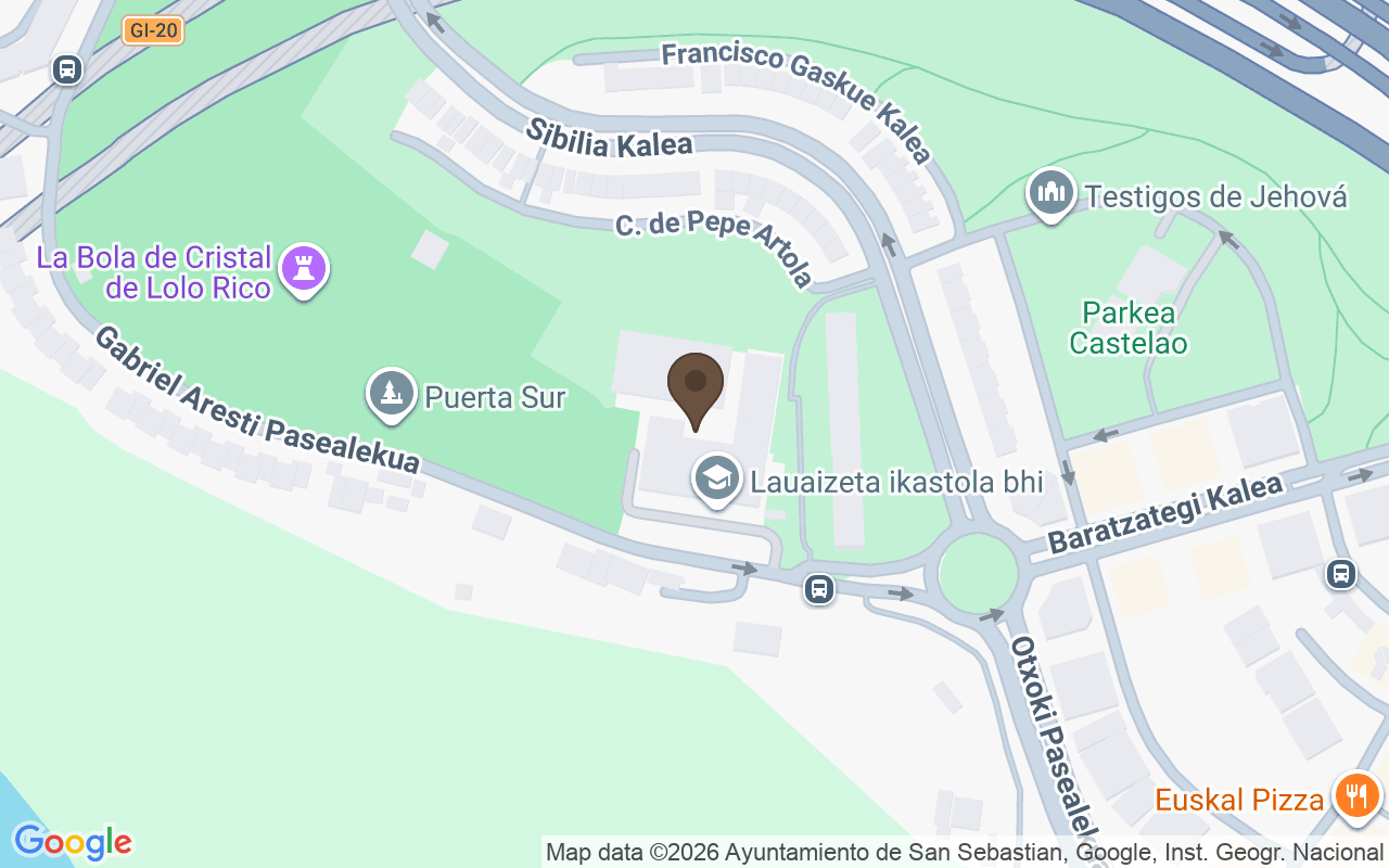 Karte mit Friedhof Polloe, San Sebastián, Baskenland