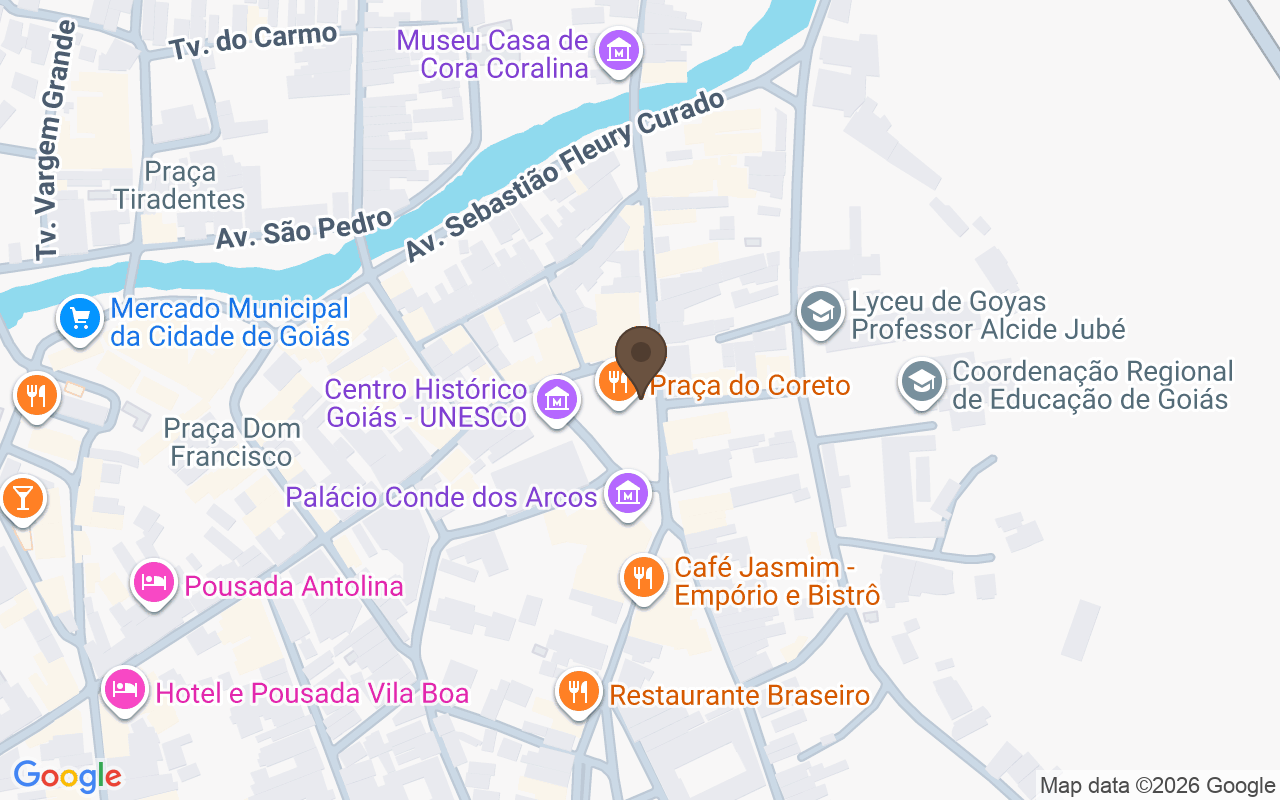 Karte mit Städtischer Friedhof, Goiás, Bundesstaat Goiás