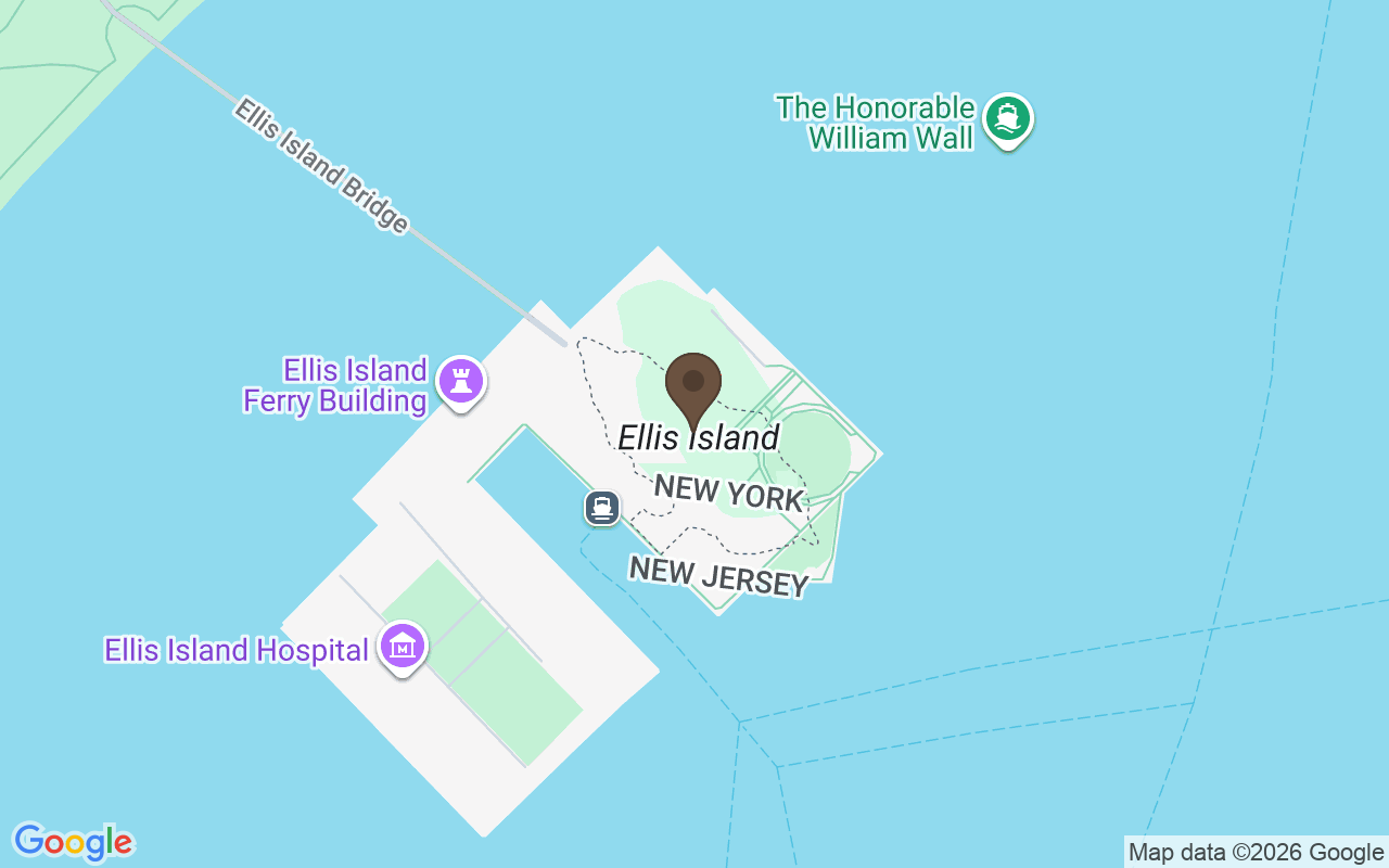 Karte mit Ellis Island, Upper New York Bay