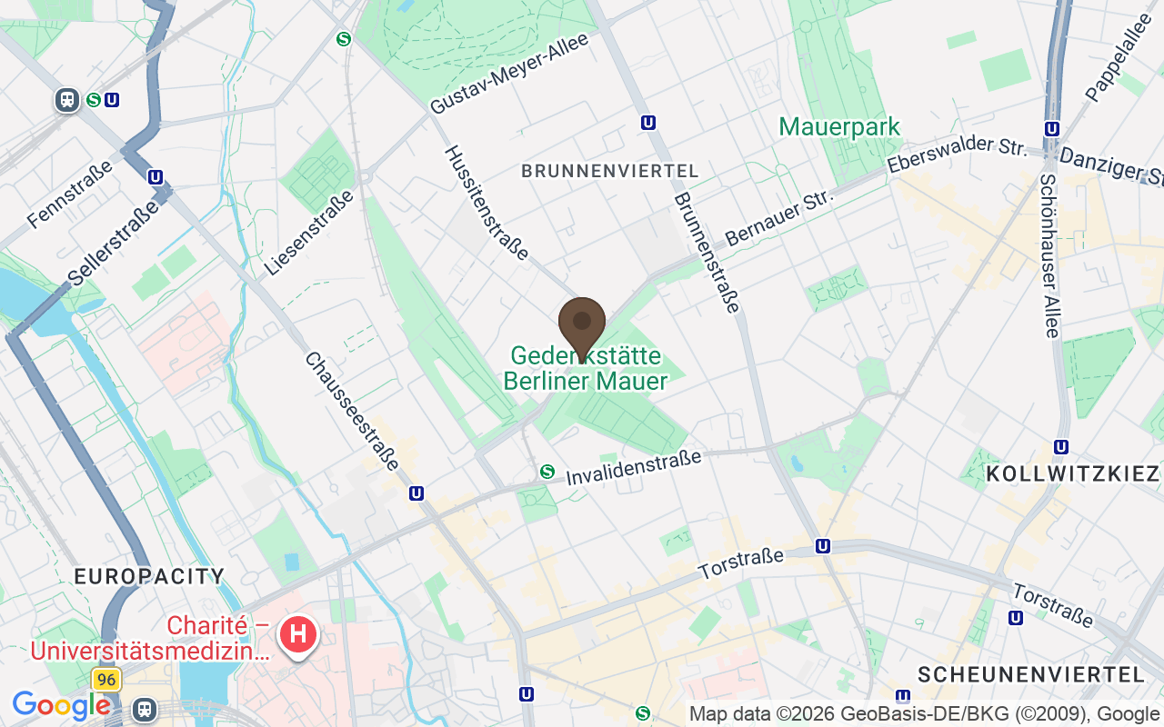 Karte mit Grenzübergang Bornholmer Straße, Berlin