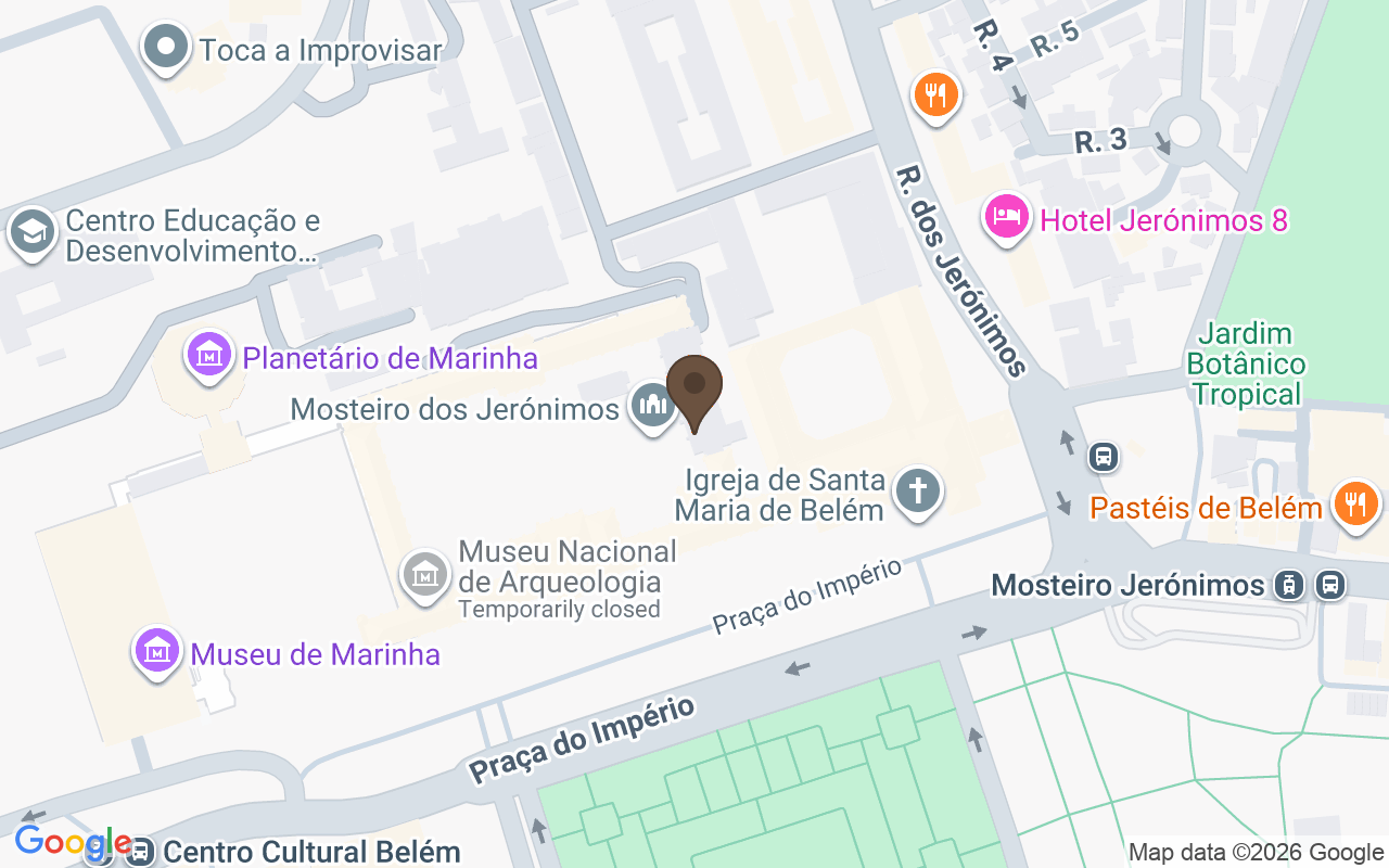 Map showing Jerónimos Monastery, Belém, Lisbon