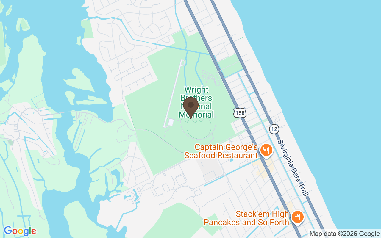 Karte mit Wright Brothers National Memorial, Kill Devil Hills, North Carolina