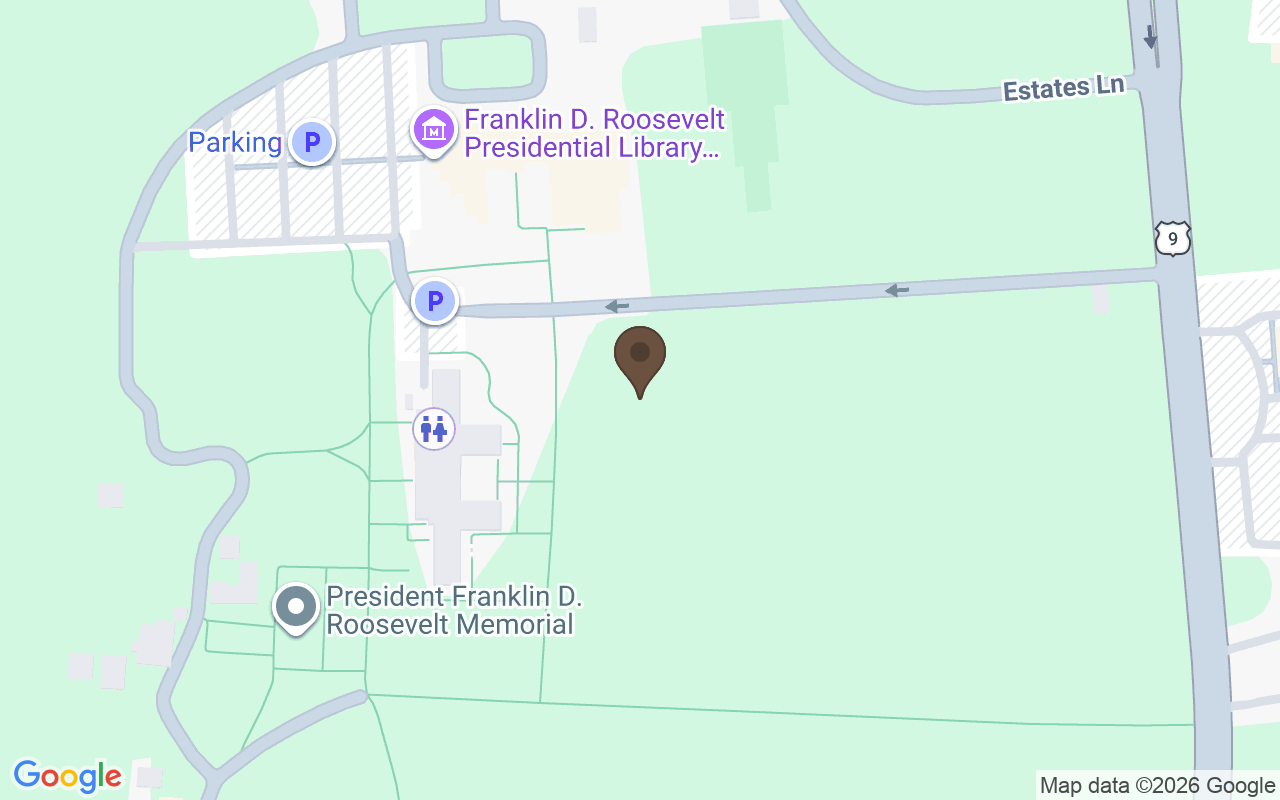 Mapa que sitúa Rosaleda de la finca Springwood, Hyde Park, Nueva York