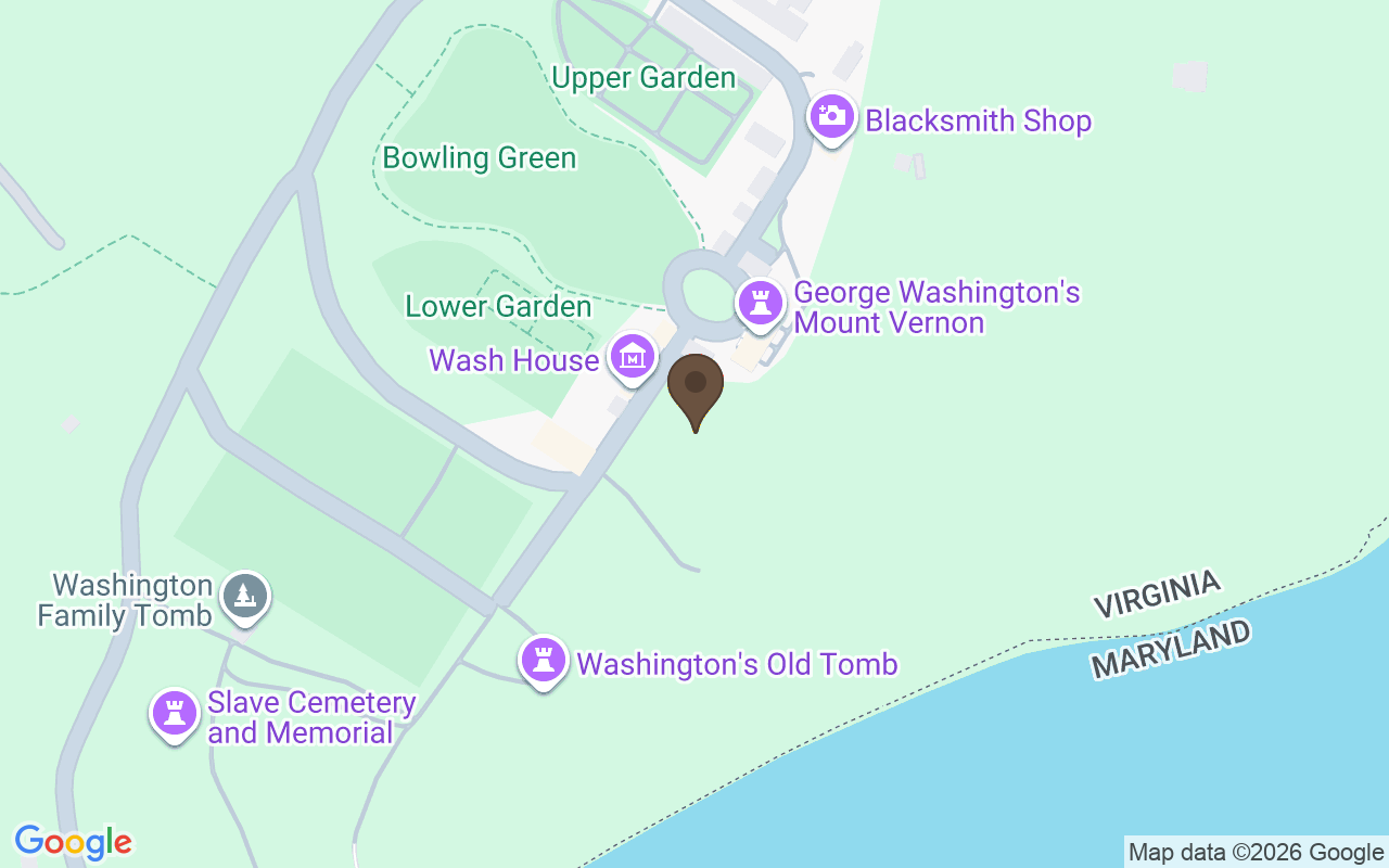 Mapa que situa Túmulo de Washington, Mount Vernon, Virgínia