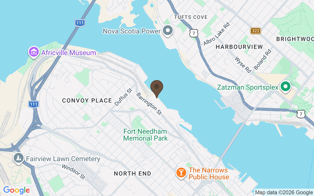 Map showing Fort Needham Memorial Park, Halifax, Nova Scotia