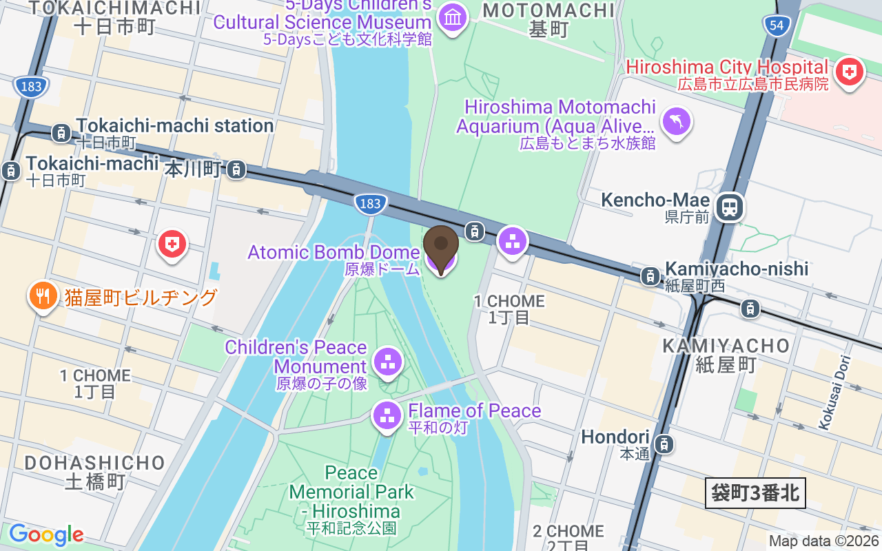 Karte mit Friedenspark, Hiroshima