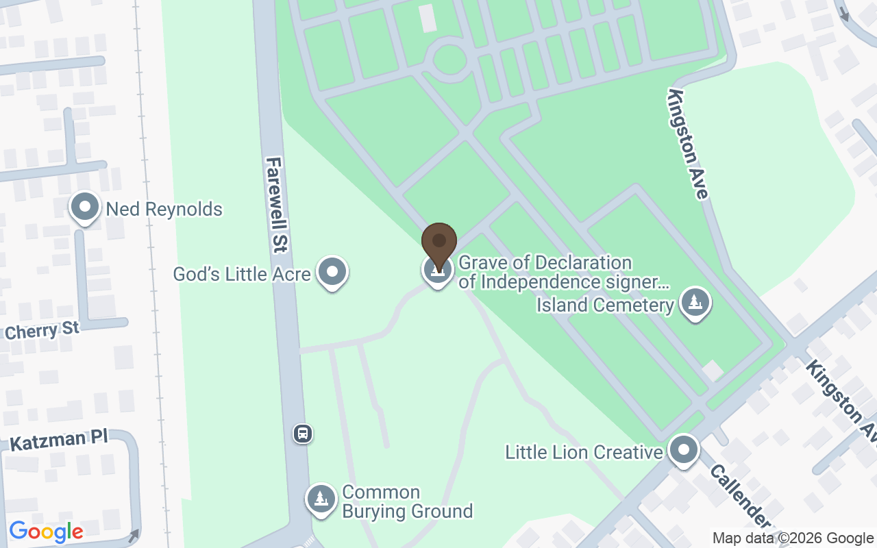 Mapa que sitúa Common Burying Ground, Newport, Rhode Island