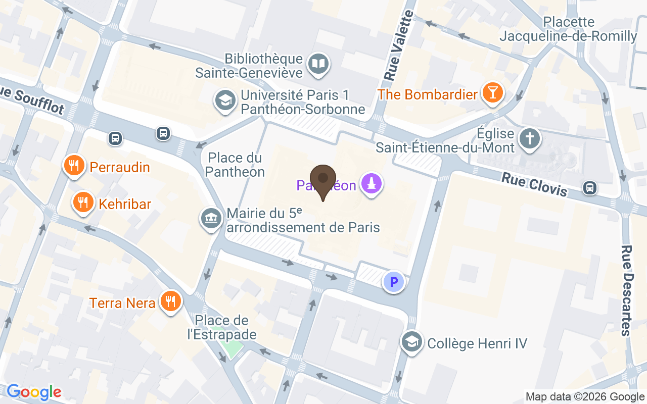 Mapa que situa O Panteão, Paris