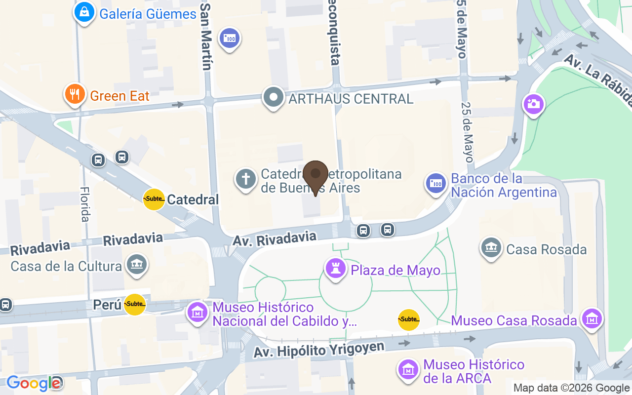Map showing Mausoleum in the Metropolitan Cathedral, Buenos Aires