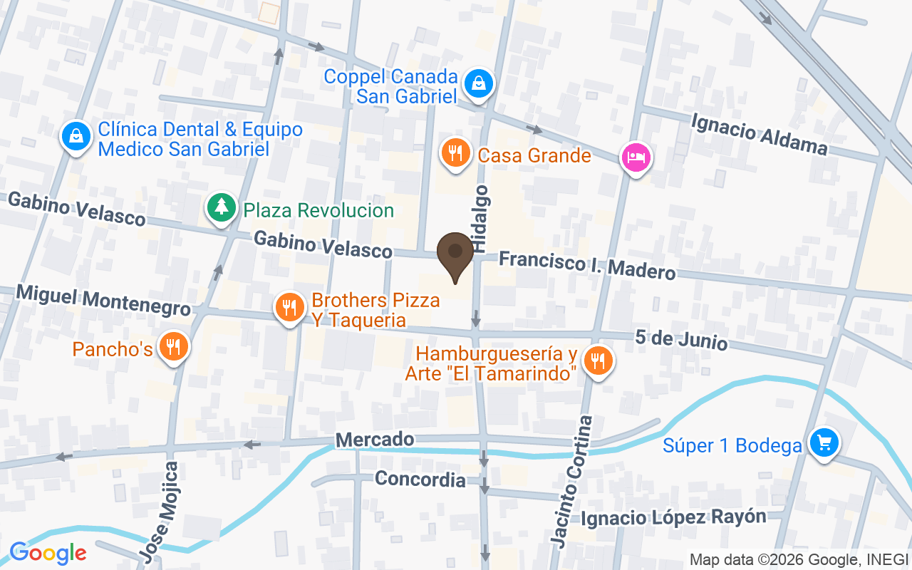 Mapa que sitúa San Gabriel, Jalisco: el pueblo de su infancia; su sepultura no consta públicamente