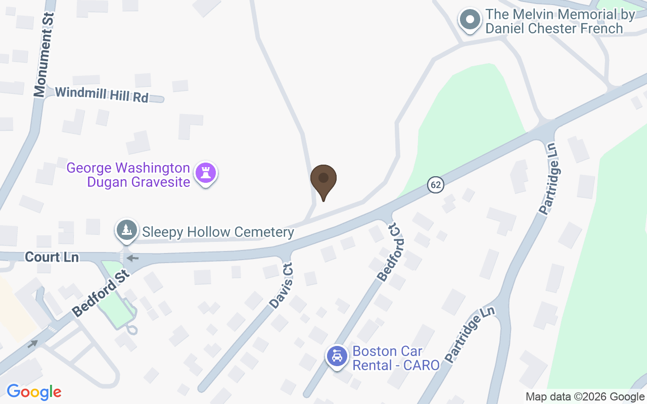 Karte mit Authors Ridge, Sleepy-Hollow-Friedhof, Concord, Massachusetts