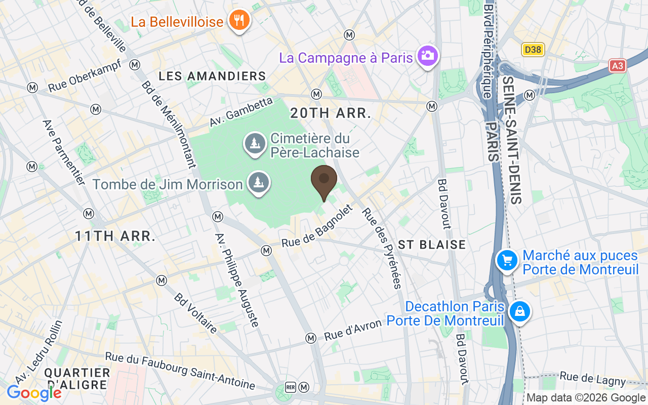 Mapa que sitúa Cementerio del Père-Lachaise, división 76, París
