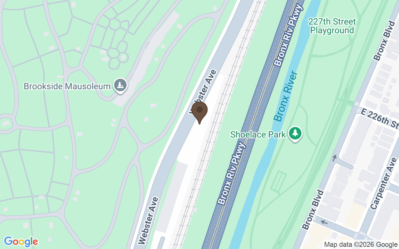 Map showing Woodlawn Cemetery, the Bronx, New York