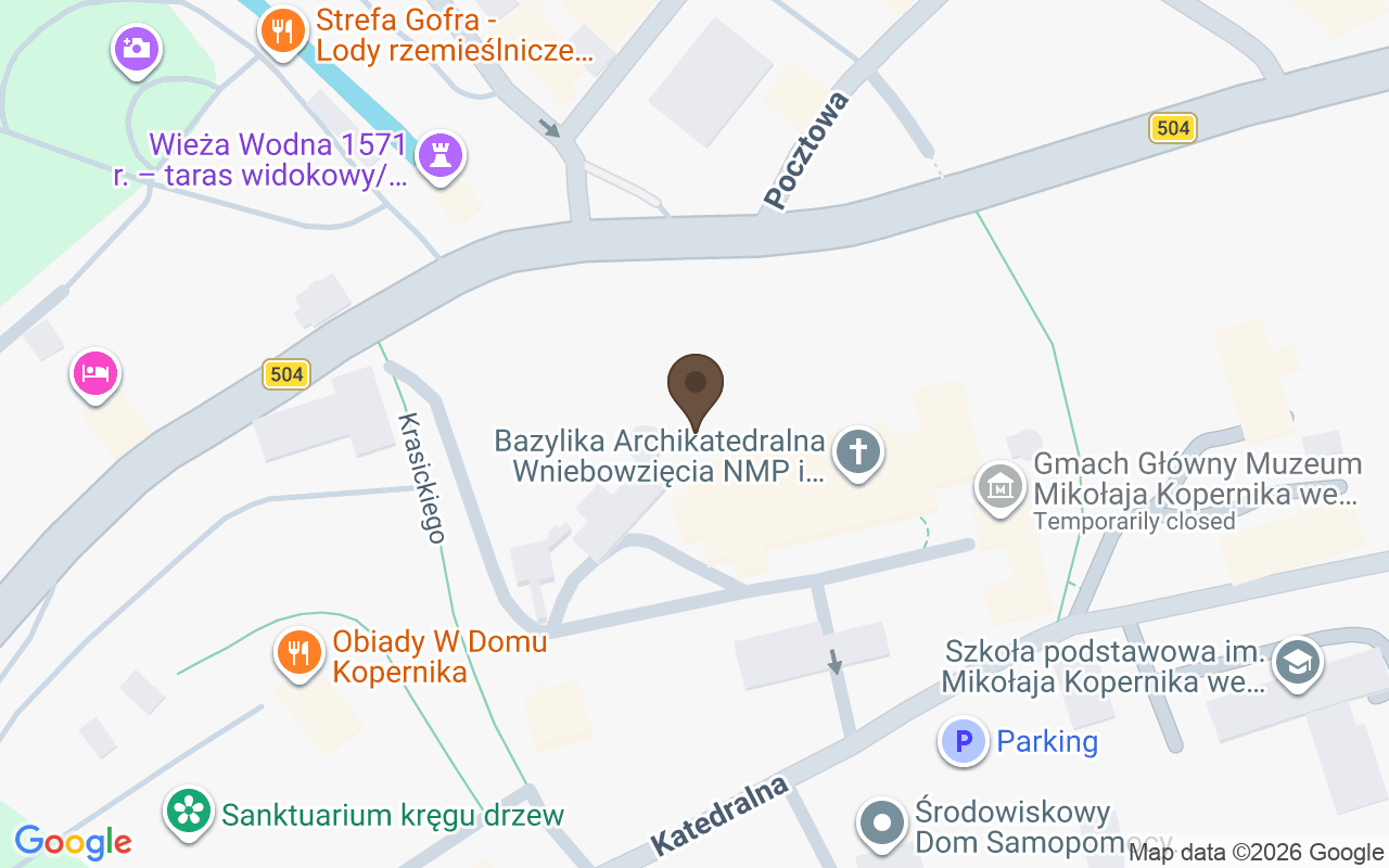 Mapa que situa Catedral de Frombork, Vármia, Polónia