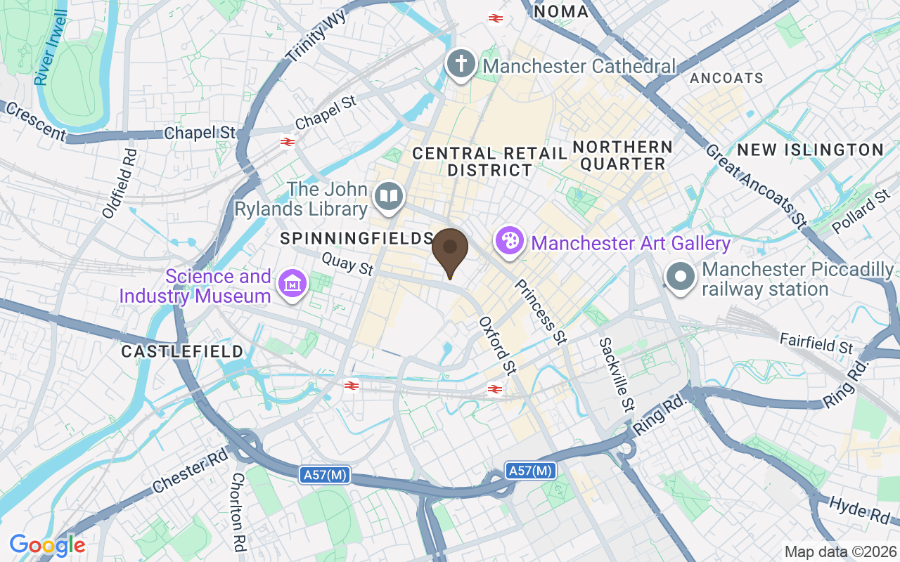 Carte situant St Peter's Field, aujourd'hui Peter Street, Manchester