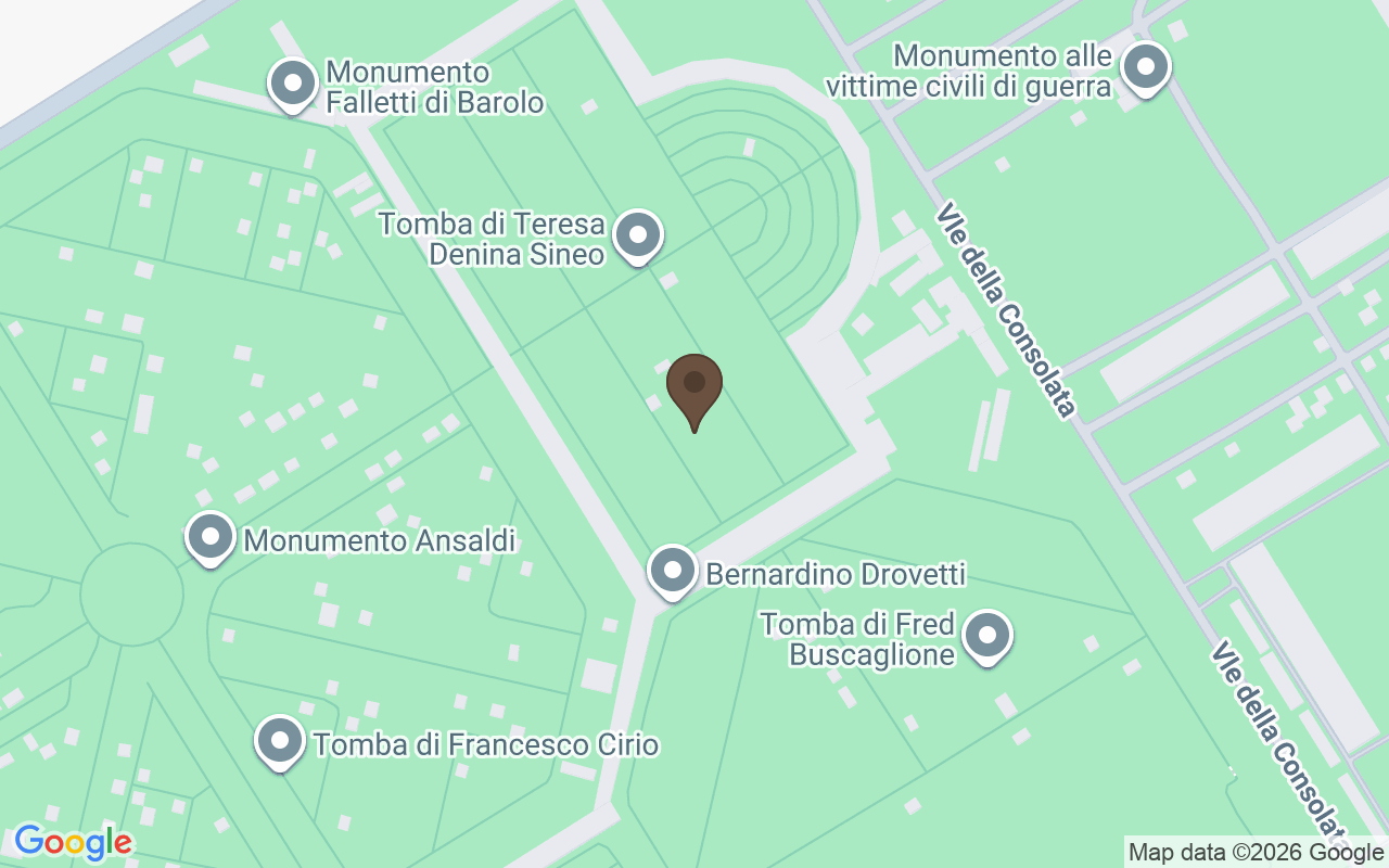 Karte mit Monumentalfriedhof von Turin, Piemont