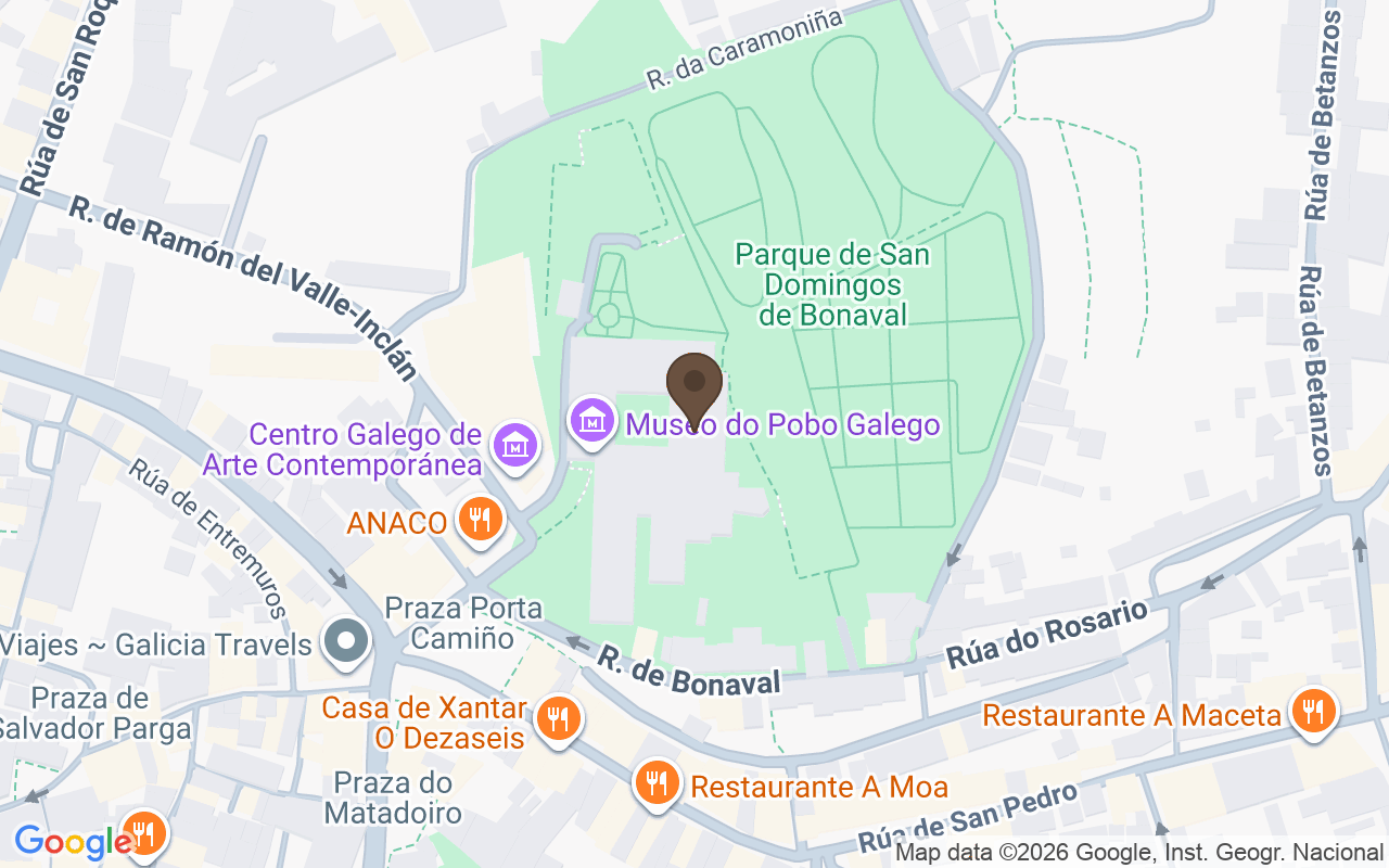 Karte mit Pantheon der berühmten Galicier, Kloster Santo Domingo de Bonaval, Santiago de Compostela
