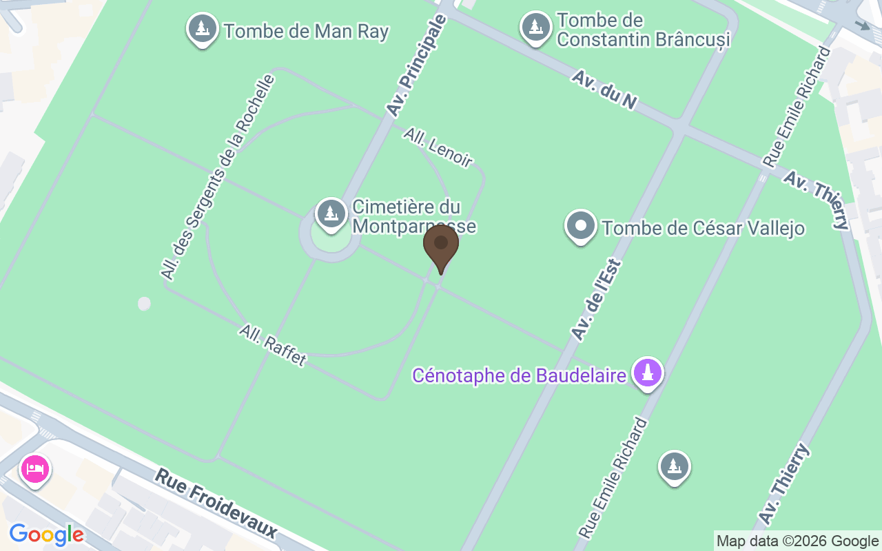 Karte mit Friedhof Montparnasse, Paris