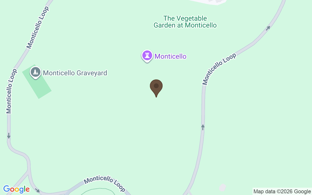 Map showing Monticello graveyard, Charlottesville, Virginia