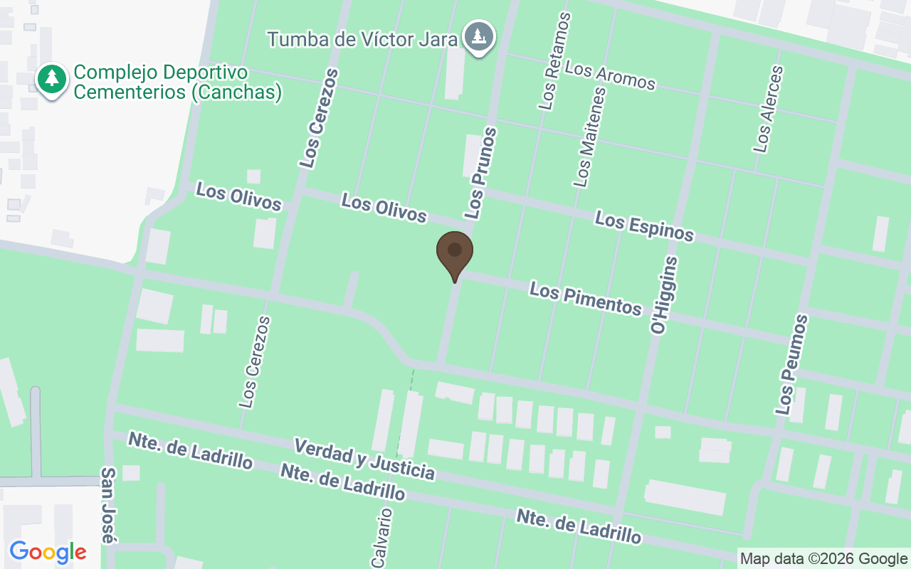 Map showing Cementerio General, Santiago, Chile