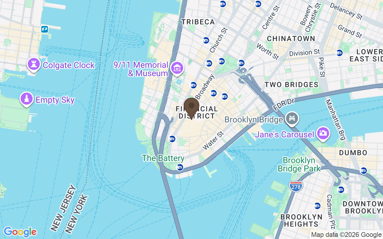 Mapa que sitúa Bolsa de Nueva York, Broad Street, Nueva York